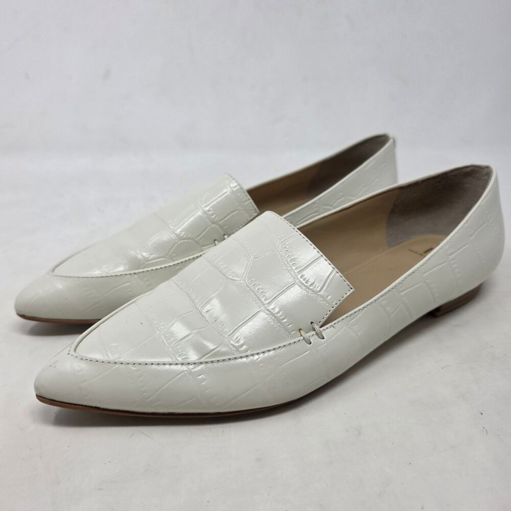 Marc Fisher White Leather Loafers Moc Toe Flats Womens Size 7M